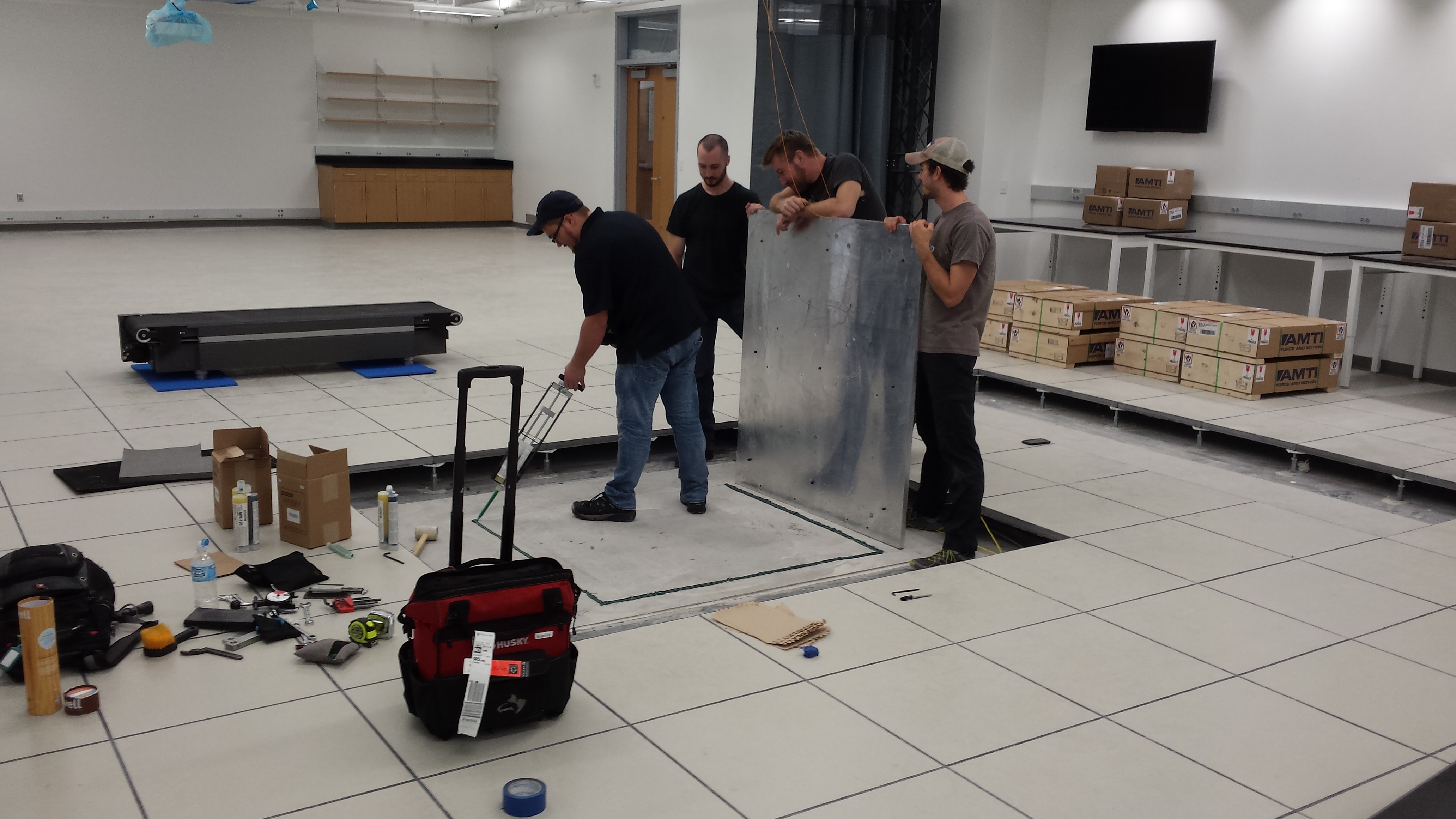 pic 15 - installing the Bertec treadmill in new ESB lab