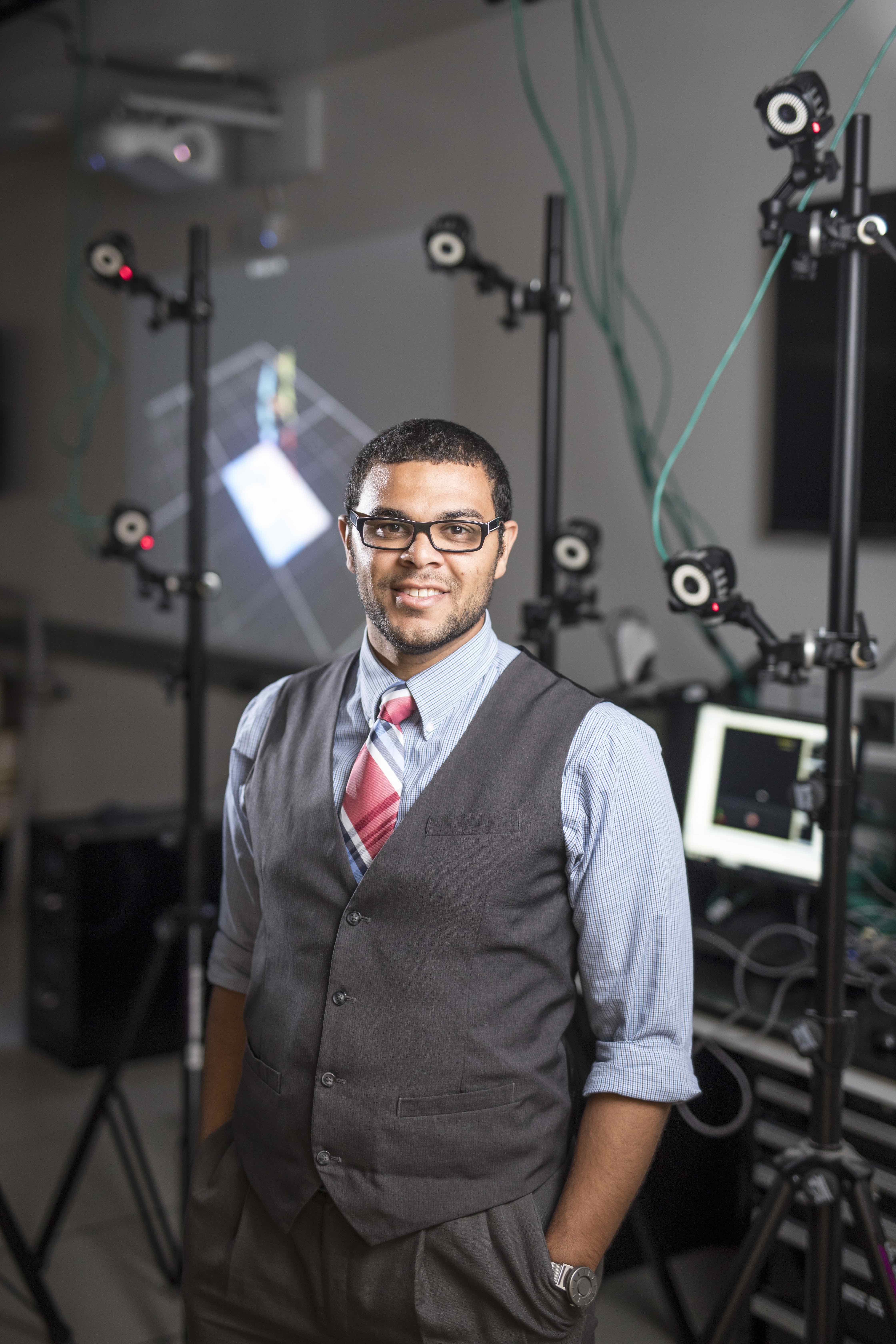 Engineering professor Karl Zelik in his lab at the Engineering Science Building.(John Russell/Vanderbilt University)